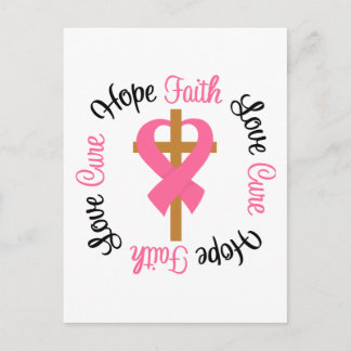 Breast Cancer Faith Hope Love Cross Postcard