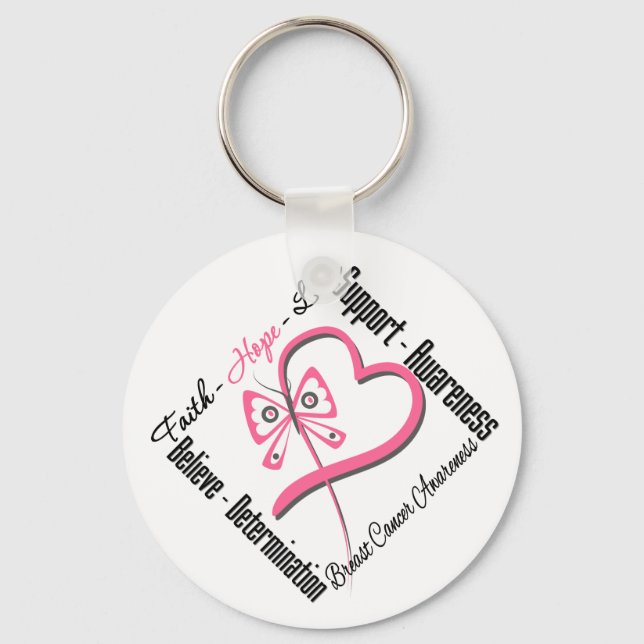 Breast Cancer Faith Hope Love Keychain (Front)