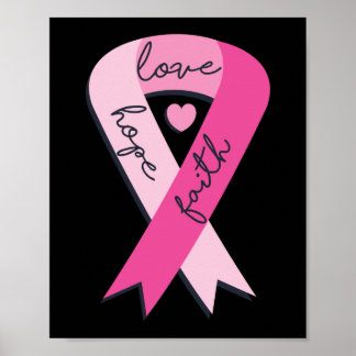Breast Cancer Faith Hope Love Pink Ribbon Recovery Poster