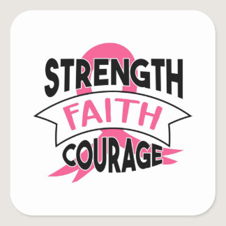 Breast Cancer Faith Print Square Sticker