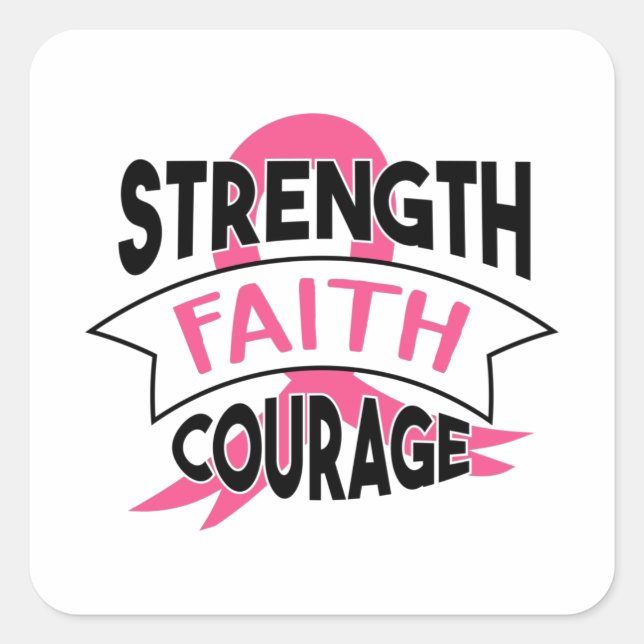 Breast Cancer Faith Print Square Sticker (Front)