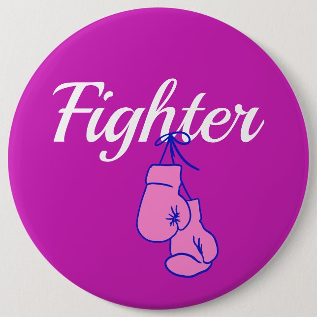Breast Cancer Fighter Boxing Gloves Button (Front)
