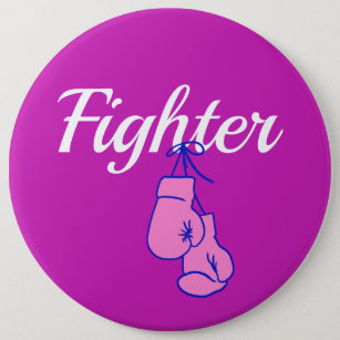 Breast Cancer Fighter Boxing Gloves Button