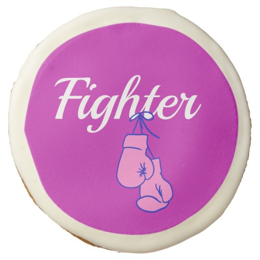 Breast Cancer Fighter Boxing Gloves Sugar Cookie (Front)