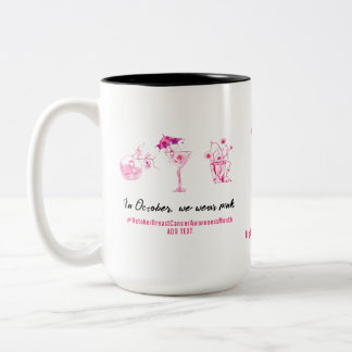 Breast Cancer Fighter Pink Ribbon Inspirational Two-Tone Coffee Mug