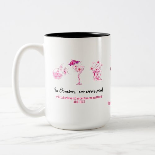 Breast Cancer Fighter Pink Ribbon Inspirational Two_Tone Coffee Mug