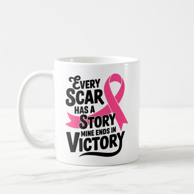 Breast Cancer Fighter Pink Ribbon Warrior Survivor Coffee Mug (Left)
