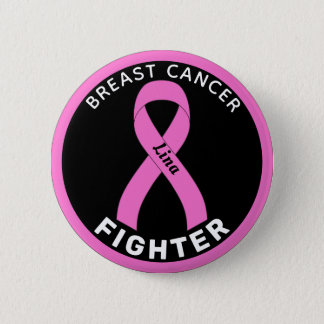 Breast Cancer Fighter Ribbon Black Button