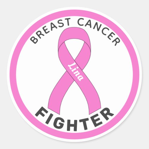 Breast Cancer Fighter Ribbon White Round Sticker