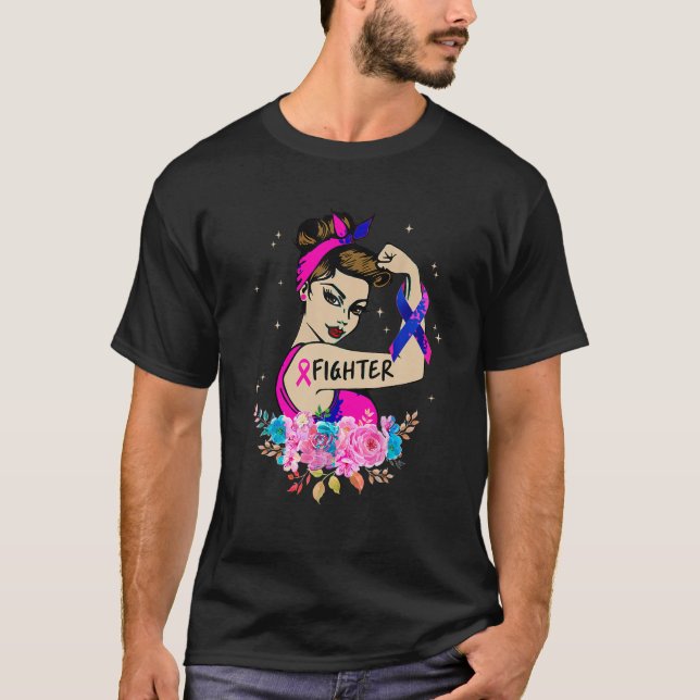 Breast Cancer Fighter Rosie Riveter Pink Ribbon Wo T-Shirt (Front)