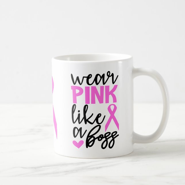 Breast Cancer Fighter Survivor Pink Ribbon Warrior Coffee Mug (Right)