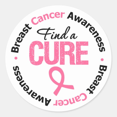 Breast Cancer Find A Cure Classic Round Sticker