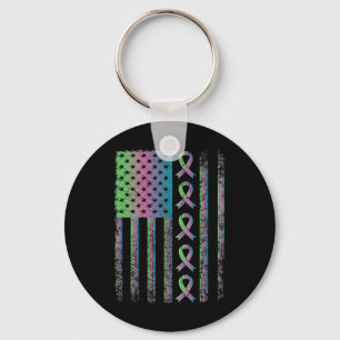 Breast Cancer Flag Awareness Survivor Gift Keychain