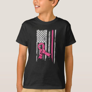 Breast Cancer Flag Of America Boxing Glove T-Shirt