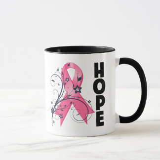 Breast Cancer Floral Hope Ribbon Mug