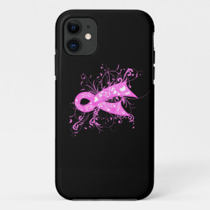 Breast Cancer Floral Swirls Ribbon iPhone 11 Case