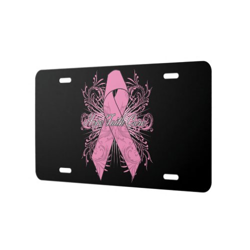 Breast Cancer Flourish Hope Faith Cure License Plate