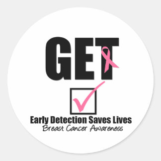Breast Cancer Get Checked v2 Classic Round Sticker
