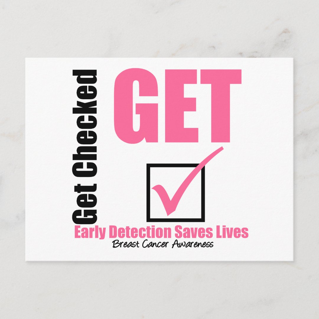 Breast Cancer Get Checked V3 Postcard Zazzle