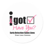 Breast Cancer Get Checked v5 Classic Round Sticker