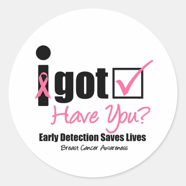 Breast Cancer Get Checked v5 Classic Round Sticker (Front)