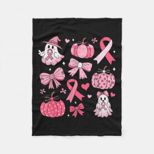 Breast Cancer Ghost Coquette Bow Pink Pumpkin Hall Fleece Blanket