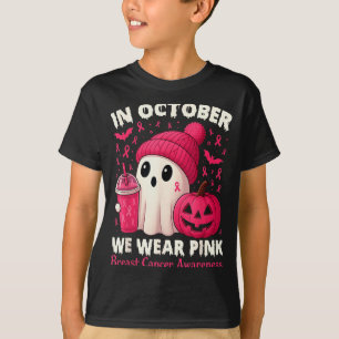 Breast Cancer Ghost Halloween Women In October We  T-Shirt