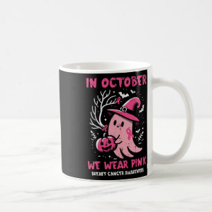 Breast Cancer Ghost Witch October Pink Aware Women Coffee Mug