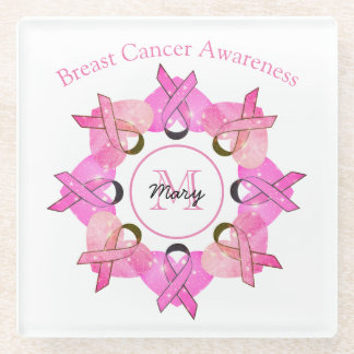 Breast Cancer Glass Coaster - Personalize