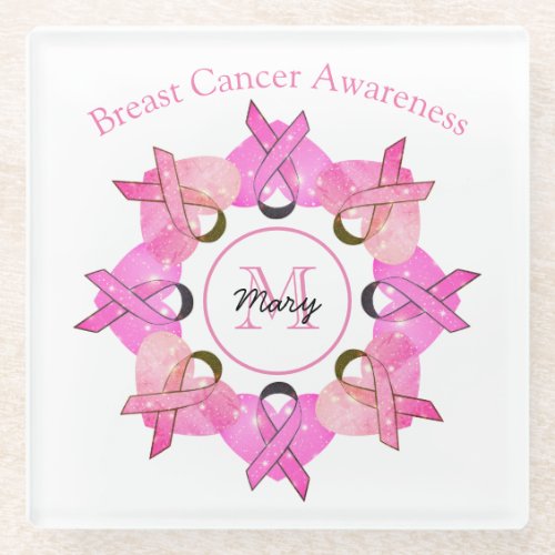 Breast Cancer Glass Coaster _ Personalize
