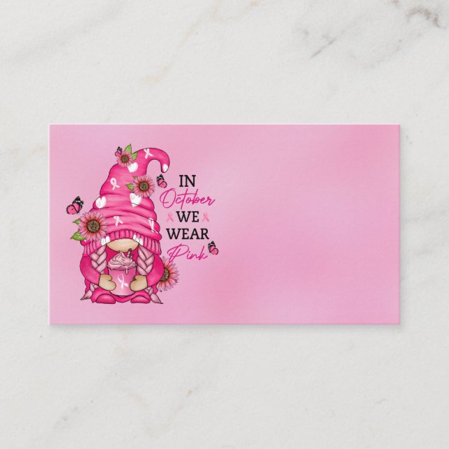 Breast Cancer Gnome Business Card (Front)