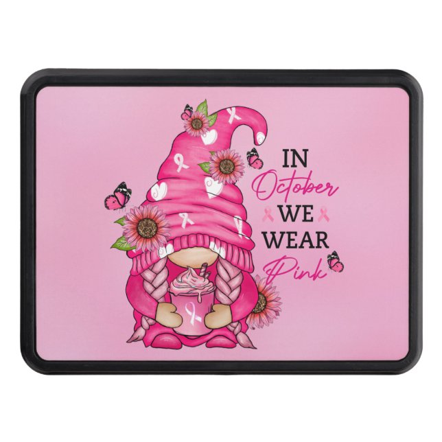 Breast Cancer Gnome Hitch Cover (Front)