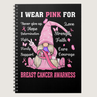 Breast Cancer Gnome I Wear Pink For Breast Cancer  Notebook