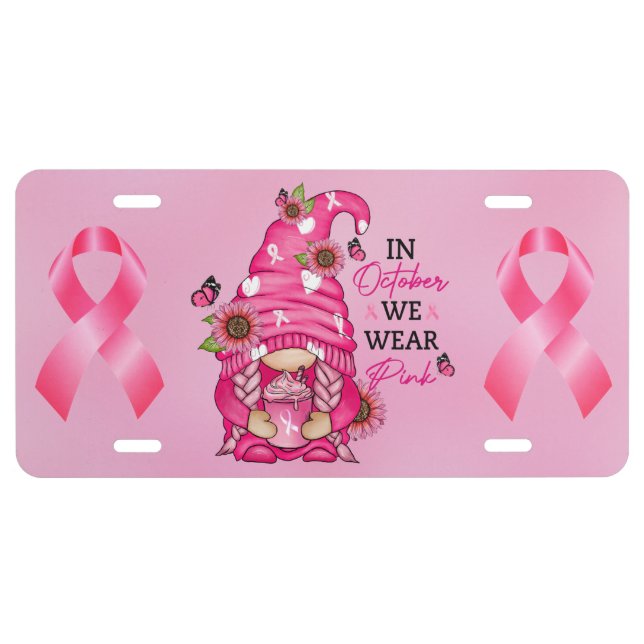 Breast Cancer Gnome License Plate (Front)