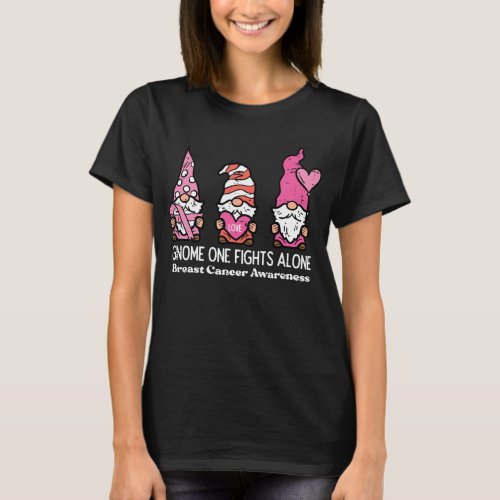 Breast Cancer Gnome One Fights Alone Awareness  T_Shirt