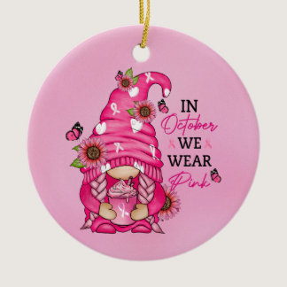 Breast Cancer Gnome Ornament