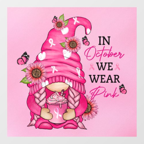 Breast Cancer Gnome Window Cling