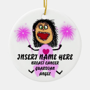 Breast Cancer Guardian Angel Ceramic Ornament