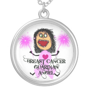 Breast Cancer Guardian Angel Silver Plated Necklace