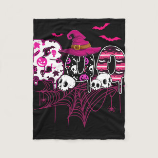 Breast Cancer Halloween Costume Boo With Witch Hat Fleece Blanket