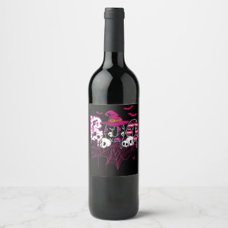 Breast Cancer Halloween Costume Boo With Witch Hat Wine Label