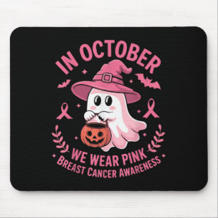 Breast Cancer Halloween Ghost In October We Wear P Mouse Pad