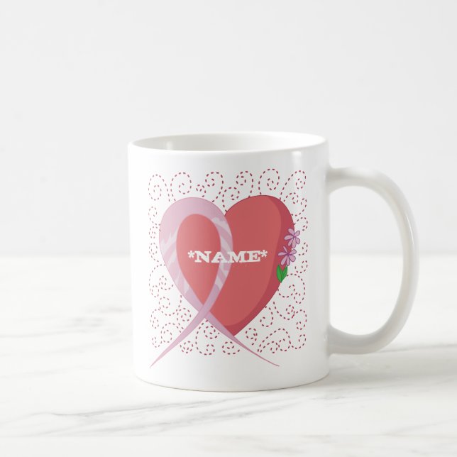 Breast Cancer Heart Customizable Mug (Right)