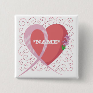 Breast Cancer Heart Customizable Square Button