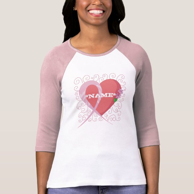 Breast Cancer Heart Customized Raglan T-Shirt (Front)