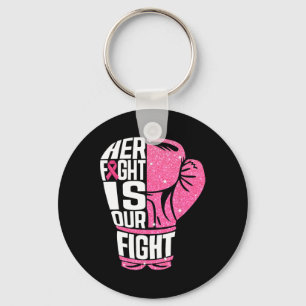 Breast Cancer Her Fight Is Our Fight Boxing Gloves Keychain
