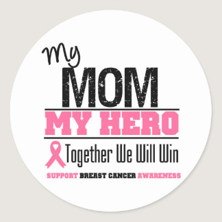 Breast Cancer Hero (Mom) Classic Round Sticker