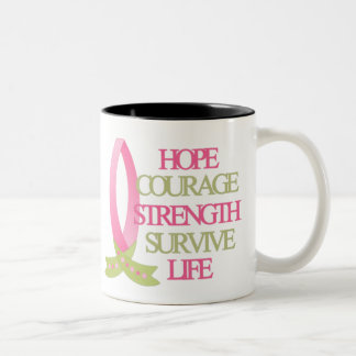 Breast Cancer Hope Courage Strength Two-Tone Coffee Mug