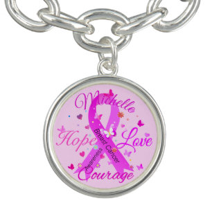 Breast Cancer Hope Love Courage Bracelet