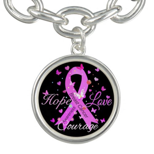 Breast Cancer Hope Love Courage Bracelet